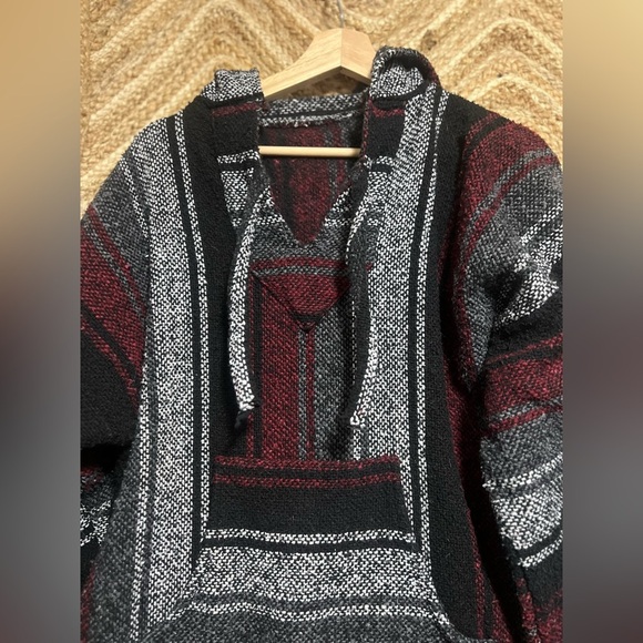 Del Mex Multicolor Boho Bohemian Hoodie Poncho Pullover Sweater,Size M,Great - Picture 2 of 8